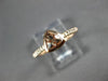 ESTATE .45CT DIAMOND & AAA TRILLION CUT MORGANITE 14KT ROSE GOLD BEZEL FUN RING