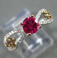 1.11CT WHITE CHOCOLATE FANCY DIAMOND & TOURMALINE 14K WHITE GOLD ENGAGEMENT RING