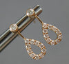 ESTATE .26CT DIAMOND 14KT ROSE GOLD 3D TEAR DROP CLASSIC HANGING EARRINGS