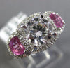 ESTATE WIDE 1.68CT DIAMOND & AAA PINK SAPPHIRE 14K WHITE GOLD 3D ENGAGEMENT RING