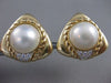 ESTATE LARGE DIAMOND MABE PEARL 14K YELLOW GOLD TRIANGLE EARRINGS CLIP ON #21688