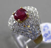 ANTIQUE 1.44CT DIAMOND & AAA RUBY 18KT TWO TONE GOLD 3D FILIGREE ENGAGEMENT RING