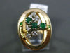 ESTATE .22CT DIAMOND & AAA EMERALD 14KT WHITE & YELLOW GOLD 3D OVAL FUN RING