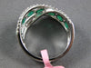 ESTATE LARGE 1.96CT DIAMOND & AAA EMERALD 18K WHITE GOLD CRISS CROSS LOVE RING