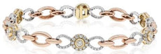 1.77CT DIAMOND 14KT TRI COLOR GOLD 3D FLOWER INFINITY LOVE TENNIS BRACELET
