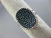 LARGE .79CT WHITE & BLUE DIAMOND 18KT WHITE GOLD OVAL FILIGREE ANNIVERSARY RING