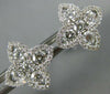 ESTATE .91CT DIAMOND 18KT WHITE GOLD 3D 4 LEAF CLOVER FLOWER STAR STUD EARRINGS