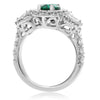 GIA CERTIFIED 2.71CT DIAMOND & AAA EMERALD PLATINUM 3D 3 STONE HALO PROMISE RING