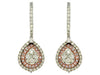 ESTATE 1.46CT WHITE & PINK DIAMOND 14KT TWO TONE GOLD 3D FLOWER HANGING EARRINGS
