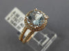 ESTATE LARGE 2.25CT DIAMOND & AAA AQUAMARINE 14KT ROSE GOLD HALO ENGAGEMENT RING