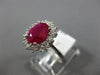 ESTATE WIDE 2.37CT DIAMOND & AAA RUBY 18KT WHITE GOLD OVAL HALO ENGAGEMENT RING