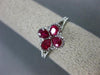 ESTATE .80CT DIAMOND & AAA RUBY 14K WHITE GOLD 4 LEAF FLOWER FILIGREE FUN RING
