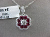 ESTATE 2.4CT DIAMOND & AAA RUBY 18K WHITE GOLD SOLITAIRE FLOWER FLOATING PENDANT