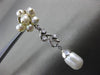 ANTIQUE LARGE .25CT DIAMOND & AAA SOUTH SEA PEARL 18KT WHITE GOLD LEAF EARRINGS