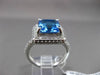 ESTATE LARGE 9.85CT DIAMOND & AAA BLUE TOPAZ 14KT WHITE GOLD 3D SQUARE HALO RING