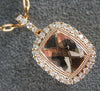 ESTATE 1.41CT DIAMOND 14K ROSE GOLD 3D CLASSIC CUSHION FILIGREE FLOATING PENDANT