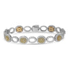 ESTATE 5.22CT WHITE & FANCY YELLOW DIAMOND 18KT 2 TONE GOLD HALO TENNIS BRACELET