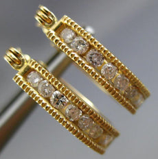 ESTATE .50CT DIAMOND 14KT YELLOW GOLD 3D HOOP CHANNEL HUGGIE EARRINGS #20942