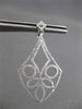 ESTATE LARGE 1.25CT ROUND DIAMOND 14KT WHITE GOLD 3D FILIGREE HANGING EARRINGS