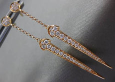 ESTATE LONG .36CT ROUND CUT DIAMOND 18KT ROSE GOLD 3D ANCHOR HANGING EARRINGS