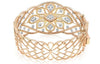 EXTRA LARGE 14.75CT DIAMOND 18KT ROSE GOLD FLOWER FILIGREE CUFF BANGLE BRACELET