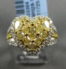 ESTATE 2.07CT WHITE & FANCY YELLOW DIAMOND 18KT TWO TONE GOLD CLUSTER HEART RING