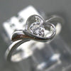 ESTATE .18CT DIAMOND 18K WHITE GOLD 3D SOLITAIRE OPEN HEART LOVE FUN RING #20423