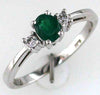 ESTATE .48CT DIAMOND & AAA EMERALD 14KT WHITE GOLD CLASSIC THREE STONE LOVE RING
