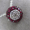ESTATE LARGE 2.39CT DIAMOND & AAA RUBY 18KT WHITE GOLD FILIGREE FLOWER PENDANT