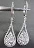 ESTATE LARGE 2.60CT DIAMOND 18KT WHITE GOLD 3D HALO PEAR DROP HANGING EARRINGS