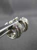 ESTATE WIDE .32CT ROUND DIAMOND 18KT WHITE GOLD 3D THREE ROW HUGGIE EARRINGS