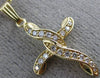 ESTATE .22CT ROUND DIAMOND 14KT YELLOW GOLD 3D CLASSIC WAVE CROSS PENDANT #15985