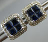 ESTATE LARGE 1.55CT DIAMOND & AAA SAPPHIRE 14K WHITE GOLD FILIGREE STUD EARRINGS