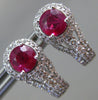 ESTATE 1.29CT DIAMOND & AAA RUBY 14K WHITE GOLD FILIGREE FLOWER HANGING EARRINGS