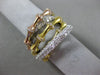 ESTATE LARGE 1.42CT DIAMOND 14KT TRI COLOR GOLD 3D BAMBOO CRISS CROSS LOVE RING