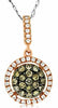 .41CT WHITE & CHOCOLATE FANCY DIAMOND 14KT ROSE GOLD CLUSTER FLOWER HALO PENDANT