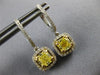 ESTATE 2.09CT WHITE & FANCY YELLOW DIAMOND 14KT GOLD SQUARE HANGING EARRINGS