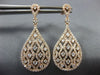 ESTATE 1.35CT DIAMOND 14KT ROSE GOLD 3D TEAR DROP OPEN FILIGREE HANGING EARRINGS