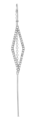 ESTATE .26CT DIAMOND 14KT WHITE GOLD 3D CLASSIC GEOMETRIC CHAIN HANGING EARRINGS
