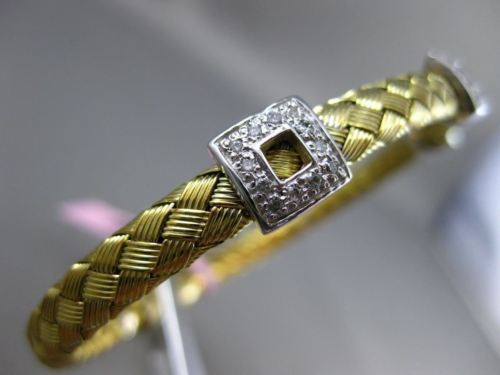 ESTATE .40CT DIAMOND 14K WHITE & YELLOW GOLD PAST PRESENT FUTURE BANGLE BRACELET