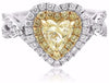 ESTATE 1.77CT WHITE & FANCY YELLOW DIAMOND 18KT 2 TONE GOLD HALO ENGAGEMENT RING
