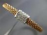 ESTATE .24CT DIAMOND 14K ROSE GOLD 3D RECTANGULAR WOVEN FLEXIBLE BANGLE BRACELET