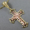 ANTIQUE 14KT YELLOW & ROSE GOLD FILIGREE HANDCRAFTED FLOWER CROSS PENDANT #24777