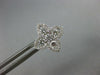 ESTATE .91CT DIAMOND 18KT WHITE GOLD 3D 4 LEAF CLOVER FLOWER STAR STUD EARRINGS