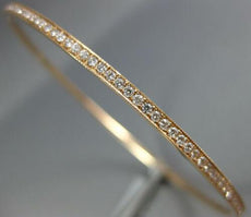 1.44CT DIAMOND 18K ROSE GOLD 3D ROUND FILIGREE MILGRAIN ETERNITY BANGLE BRACELET