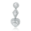 ESTATE 2.87CT DIAMOND 18KT WHITE GOLD HEART MULTI SHAPE JOURNEY HANGING EARRINGS
