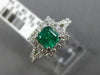 WIDE 1.28CT DIAMOND & AAA EMERALD 14KT WHITE GOLD 3D SQUARE HALO ENGAGEMENT RING