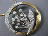 ANTIQUE LARGE 2.5CT OLD MINE CUT DIAMOND 14K TWO TONE GOLD FLOWER PENDANT #2490