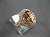 ESTATE LARGE 3.04CT DIAMOND & AAA MORAGNITE 14KT ROSE GOLD OVAL ENGAGEMENT RING