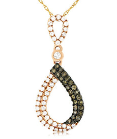 .50CT WHITE & CHOCOLATE FANCY DIAMOND 14KT ROSE GOLD TEAR DROP INFINITY PENDANT